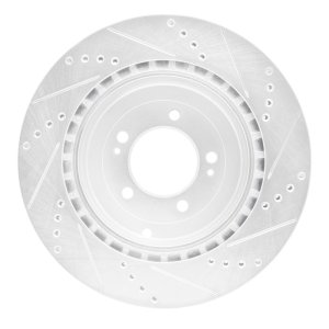 Mitsubishi Lancer Brake Rotor (1) - Rear Left - R1 Concepts - Drilled & Slotted - Silver - `08-`15